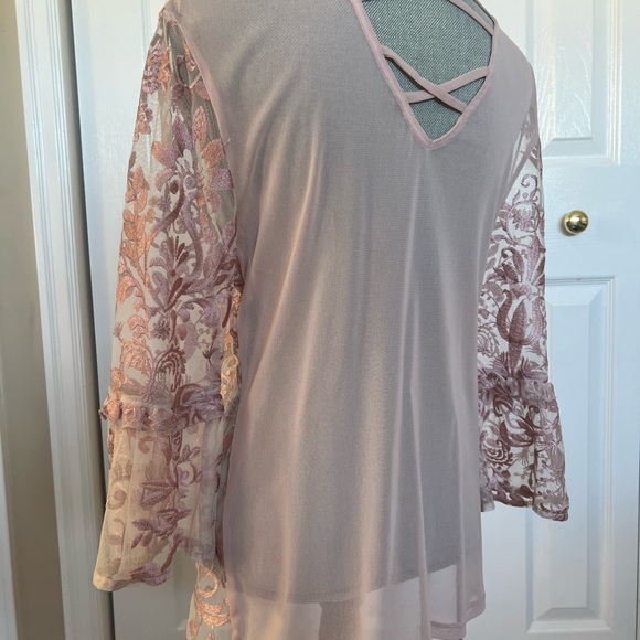 Sheer Pink Lace Blouse - Picture 2 of 6